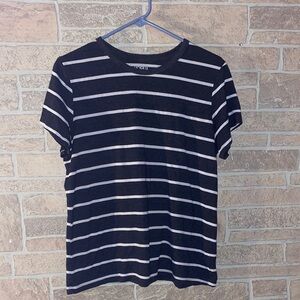 Time and Tru Charcoal and White Striped Tee